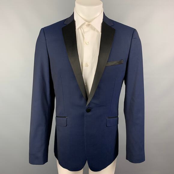 THEORY Size 40 Regular Navy & Black Wool Notch Lapel Sport Coat - Picture 1 of 1